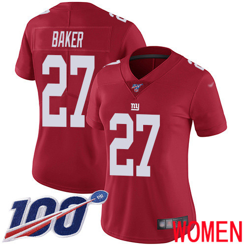 Women New York Giants 27 Deandre Baker Red Limited Red Inverted Legend 100th Season Football NFL Jersey
